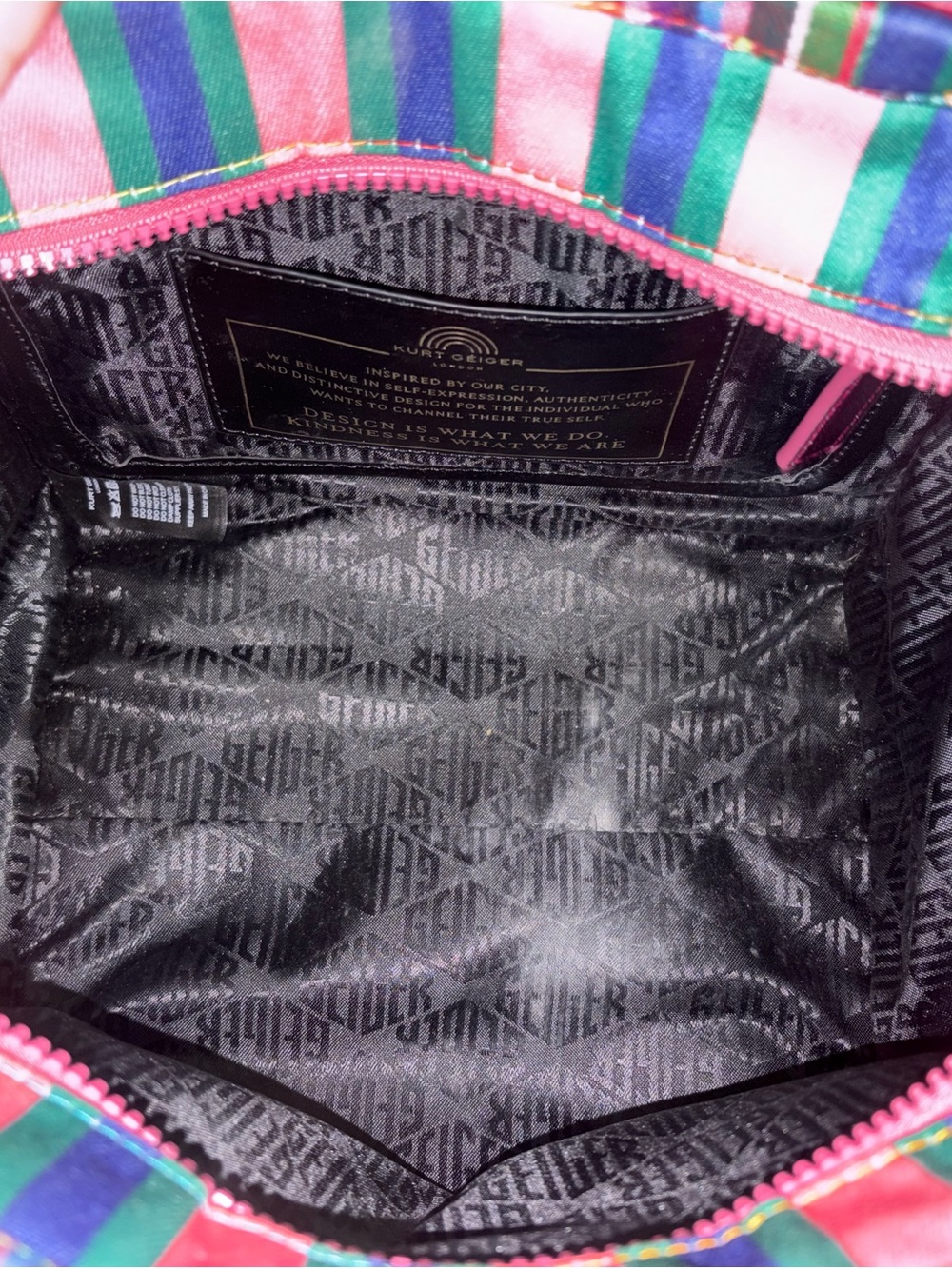 Kurt Geiger Pink Multicolor Striped Crossbody Tote - Picture 3 of 5